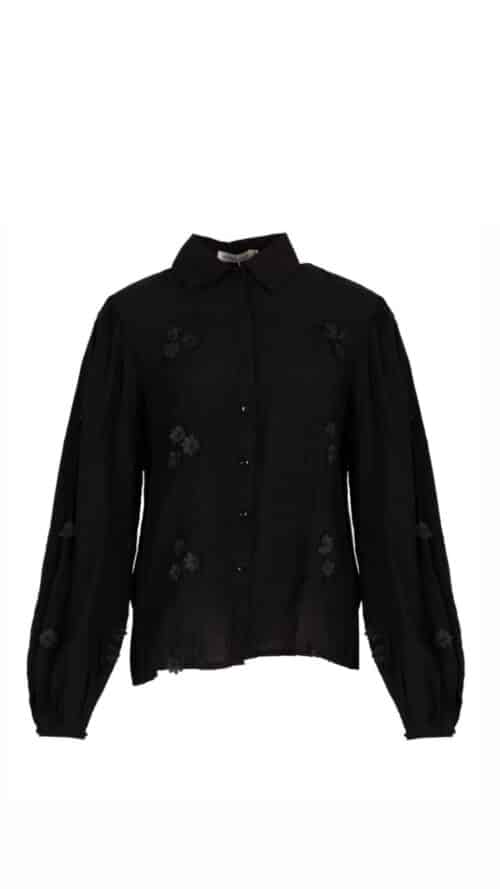 Blouse flower black azzurro -Blouses Label-L