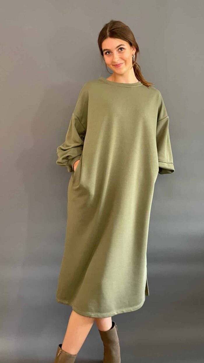 Sweaterdress army azzurro - jurken Label-L