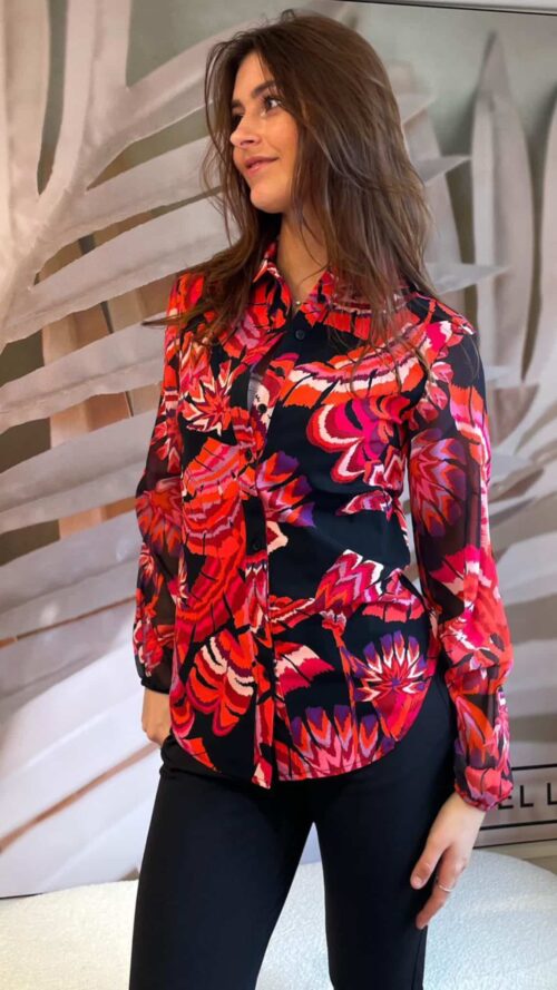 Travel blouse tropical multi print mi piace-blouses Label-L